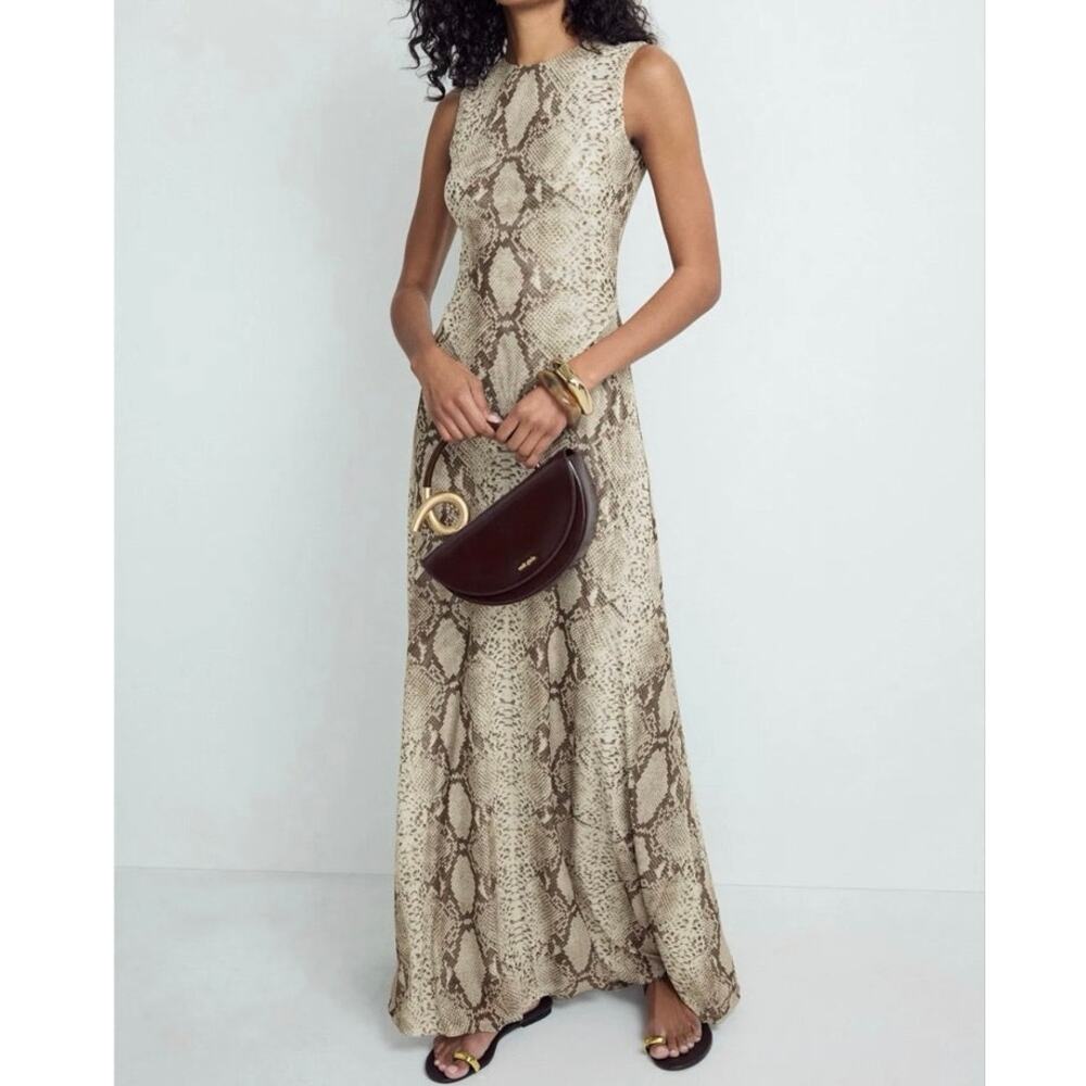 Ronny Kobo Uzina Snake Print mesh Maxi Dress Medium